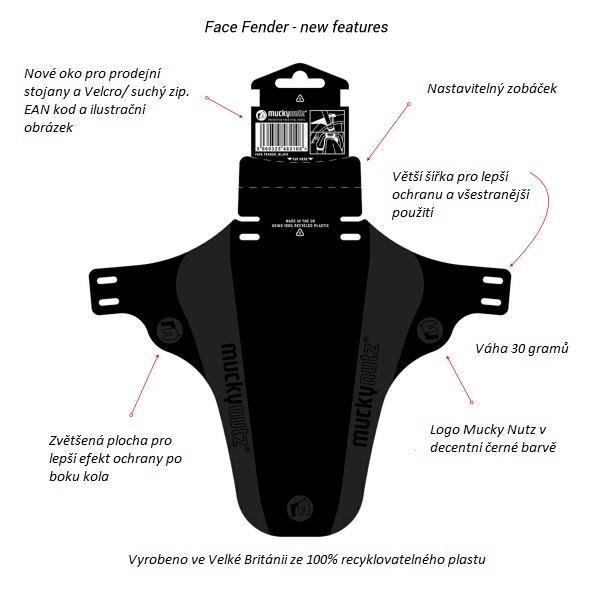 Blatník přední Mucky Nutz Face Fender 22 - černý
