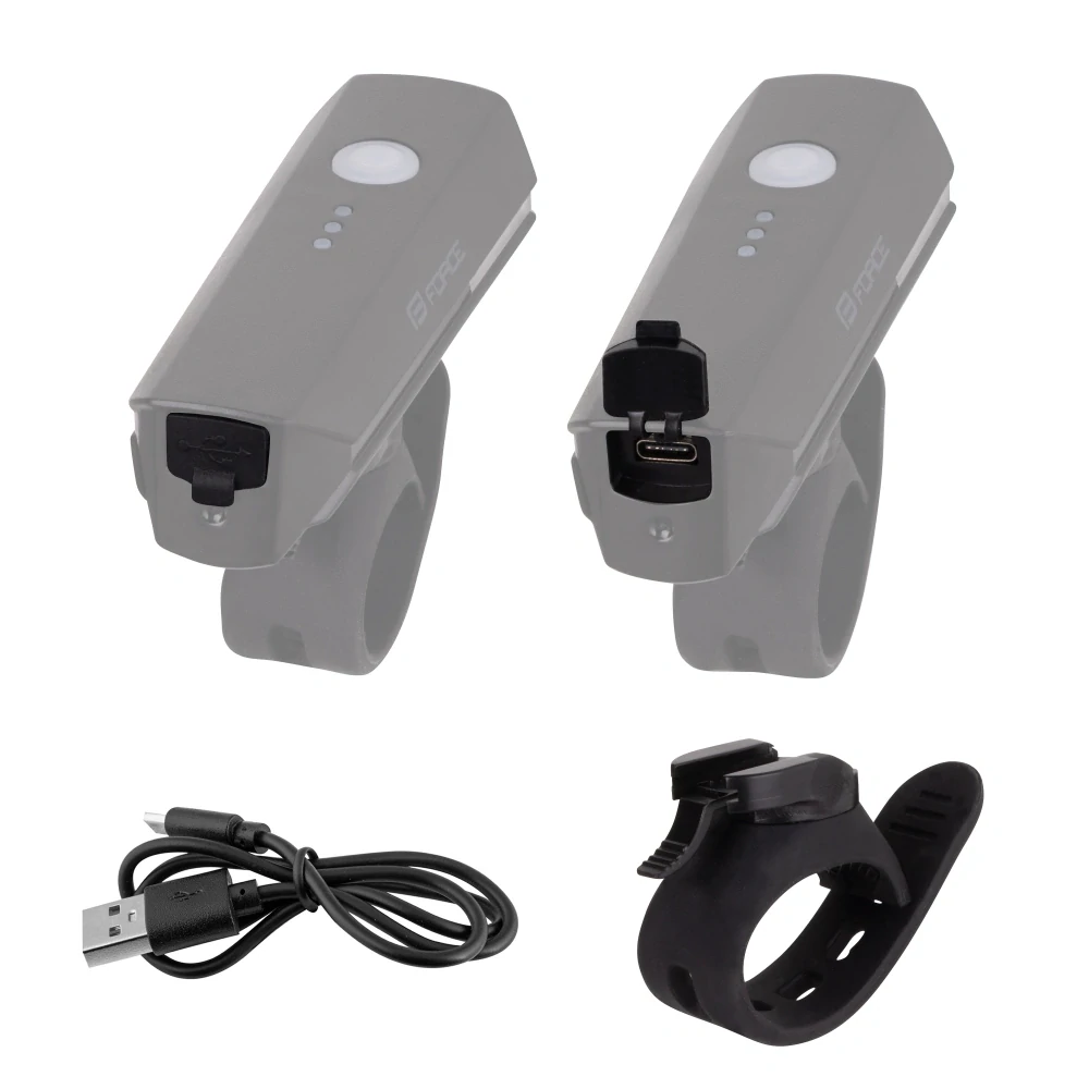 Světlo přední FORCE FLUX 550LM USB - černé  