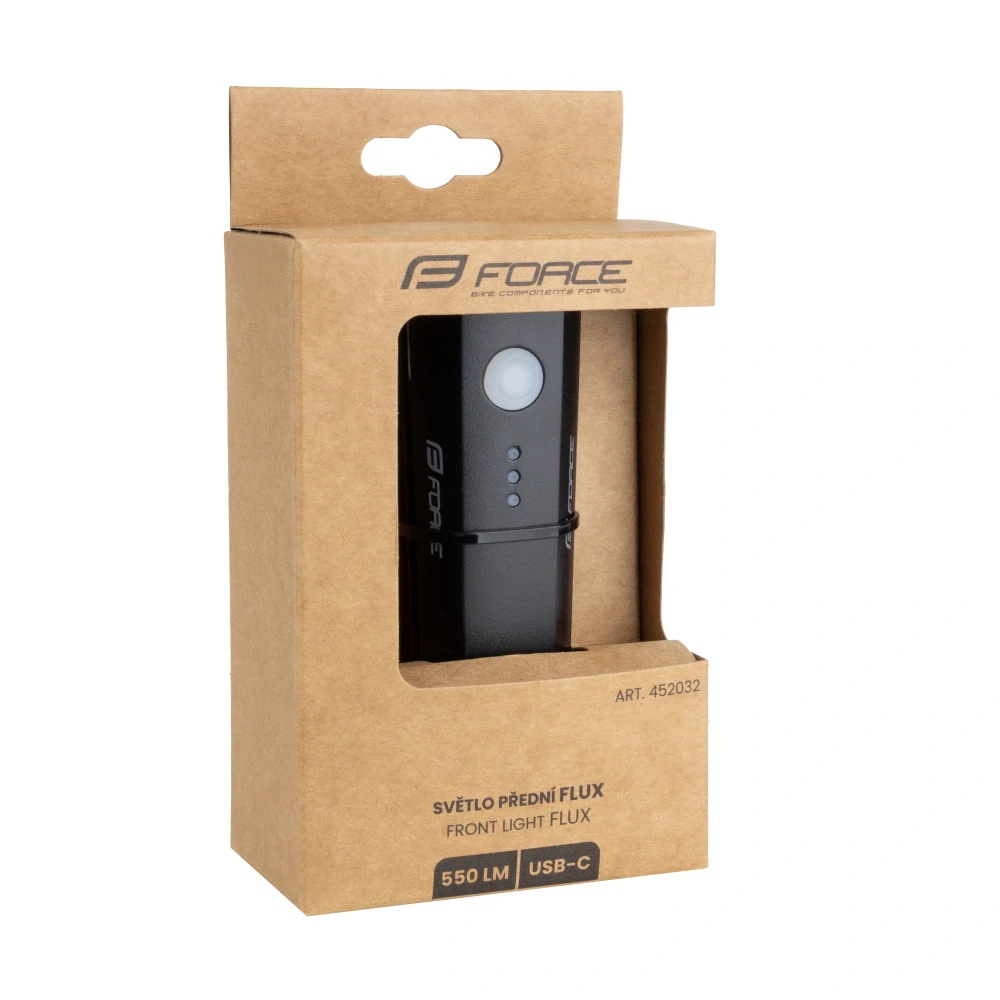 Světlo přední FORCE FLUX 550LM USB - černé  