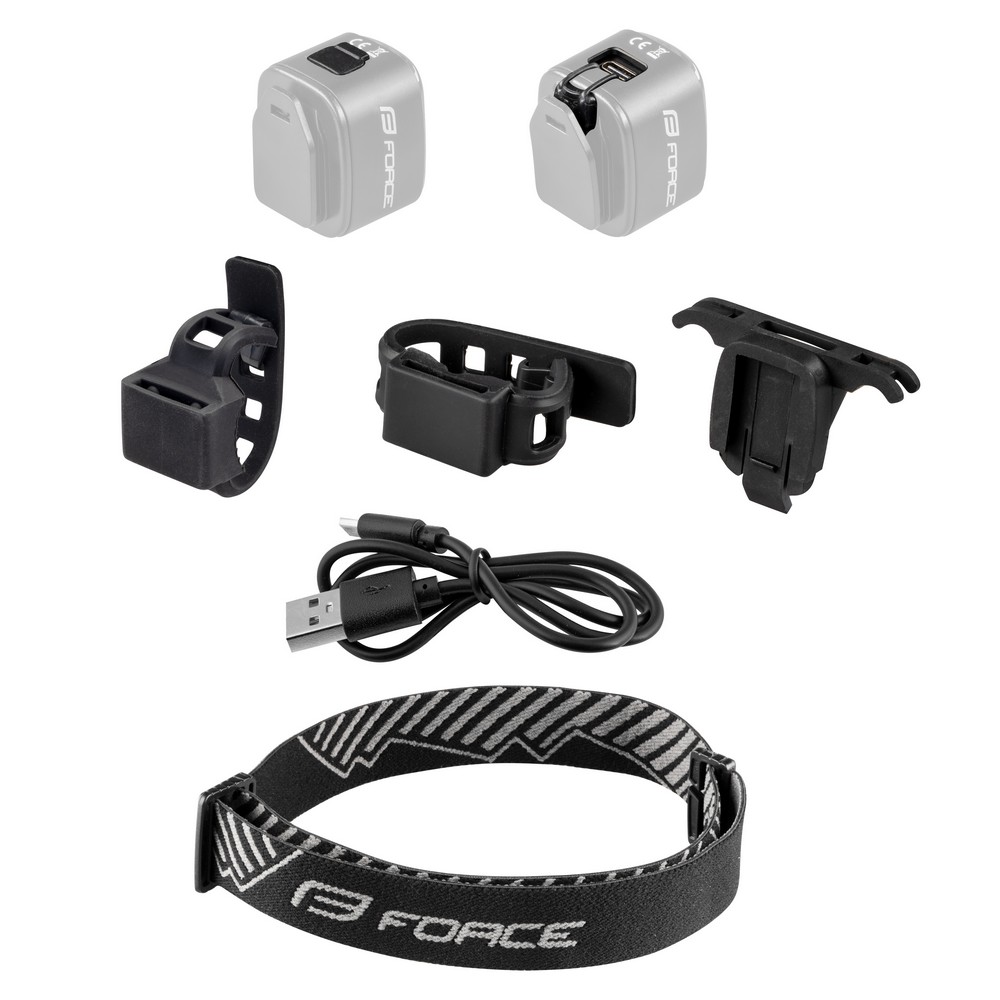 Světlo přední/zadní Force FLEA 200lm USB - černá