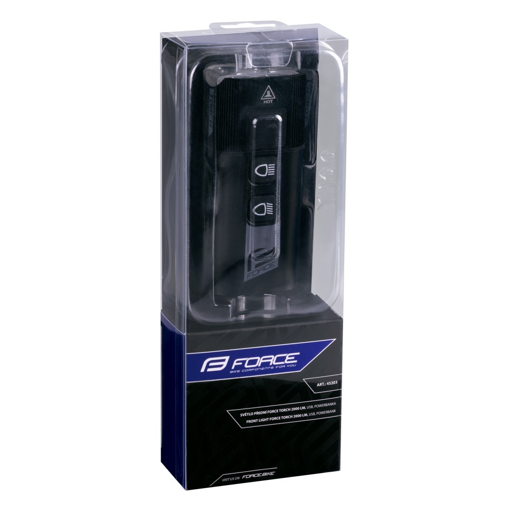 Světlo přední FORCE TORCH 2000LM USB, powerbanka 
