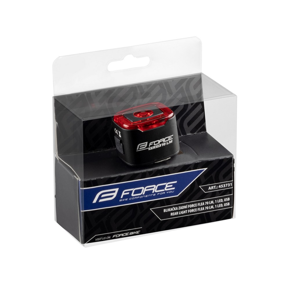 Světlo zadní Force FLEA 70lm 1 LED USB - černá